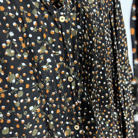 Scotch & Soda Shirt Womens Large Black Fall Print Acorn 100% Viscose Button Up‎ - Picture 8 of 16